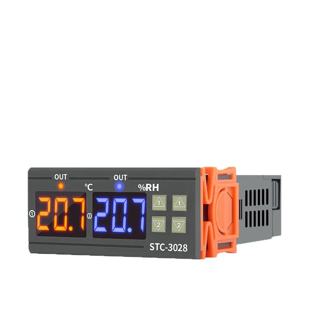 DC24V dual display dual temperature adjustable temperature regulator digital switch temperature and humidity controller STC-3028