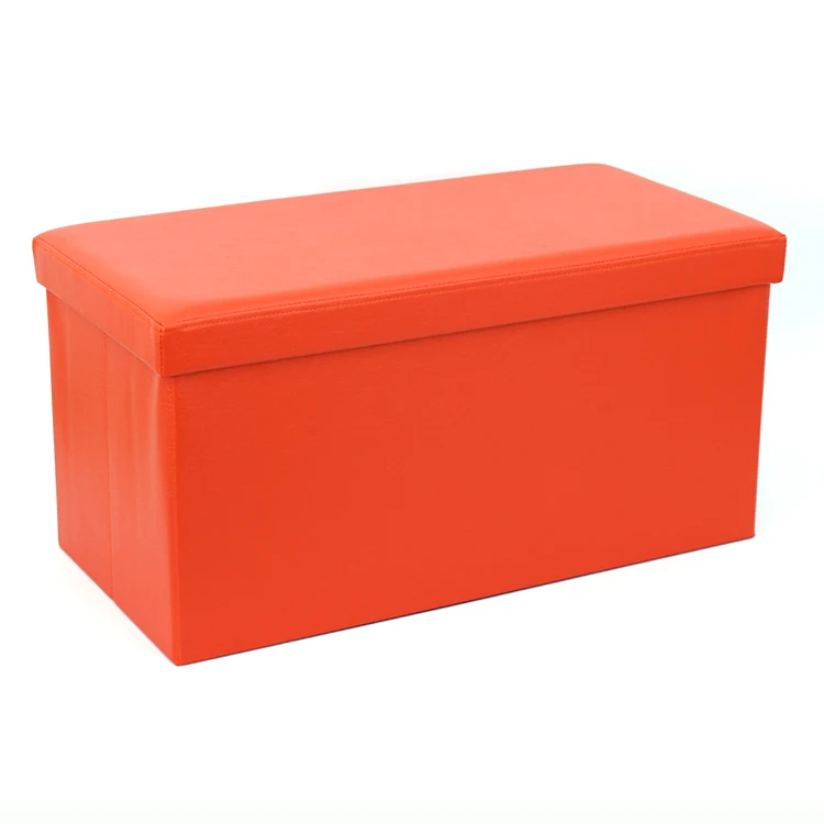 cheap leather pouf foldable storage bench ottoman footrest space saving for living room