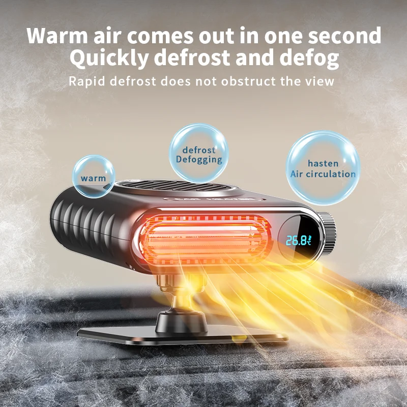 Small Spaces Portable 1000W PTC Electric Desk Heater Fan Fast Thermostat Adjustable for Office or Bedroom Use Battery Powered