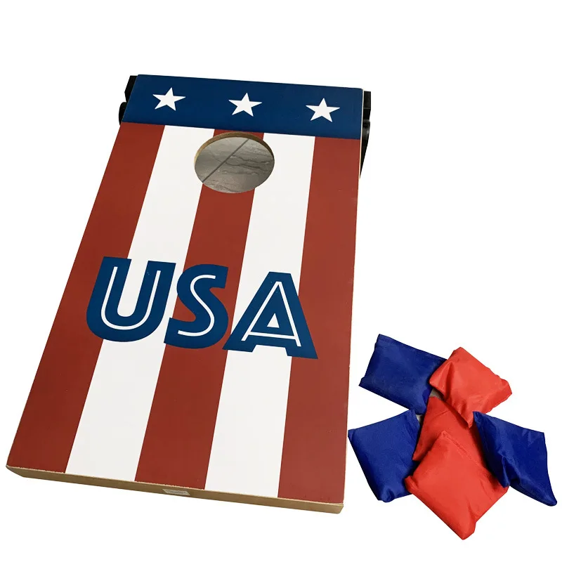 Wood Corn Hole Sets  6 Cornhole Bags and Carrying Case for Adults/ Kids/ Family, Perfect for Back,Cornhole Outdoor Toss Game Se