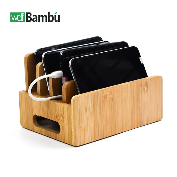 WDF Classic Style stations for multiple devices tab smartphones tablets universal charging station bamboo charging station