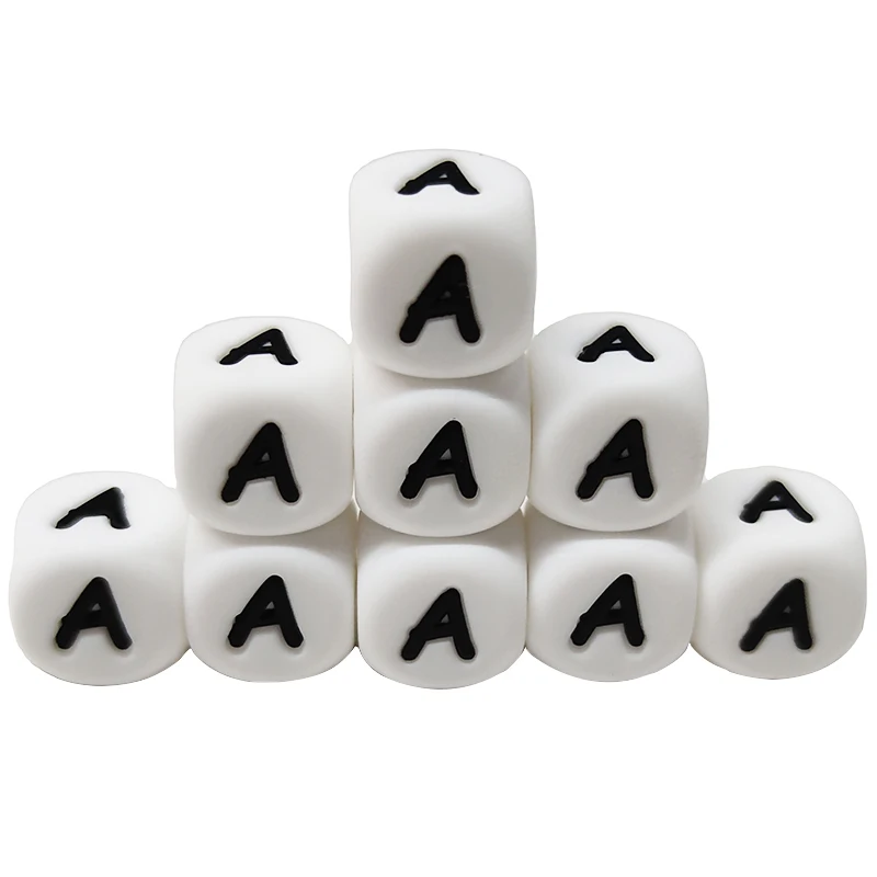 Bulk Silicone Beads Letter Silicone Alphabet Beads Cube Letter Beads Food Grade Silicone English Russian Language 12mm 15mm