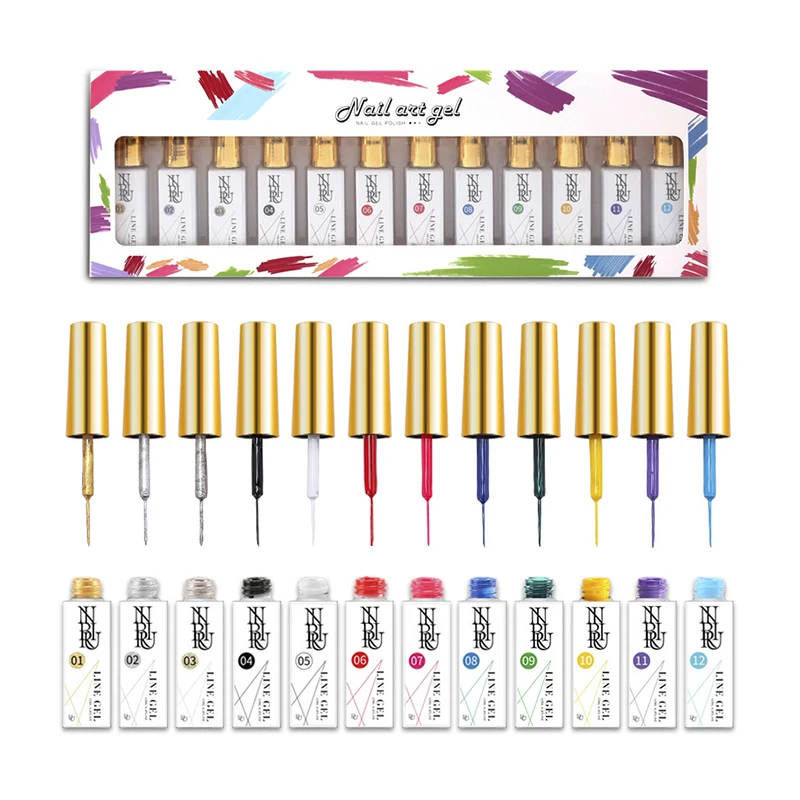 Wholesale Price New Arrival Nail Art Product Nail Art Painting Gel Polish Gel Liner Air Dry Gel 12 Color