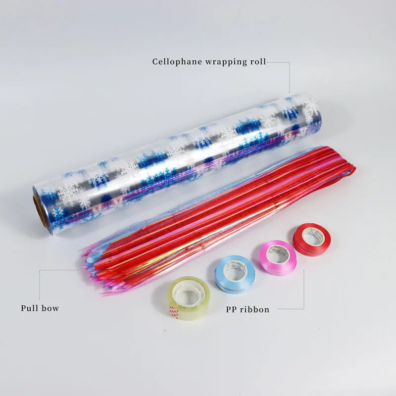 Clear printed Cellophane Wrap Roll (31.5 in x 100 ft) - 3 Mil Cellophane Roll Clear Wrapping Paper for Flower Gift Baskets Wrap