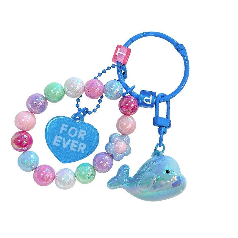 Wholesale gifts exquisite cute car key ring handbag pendant acrylic dolphin keychain Keyring charm