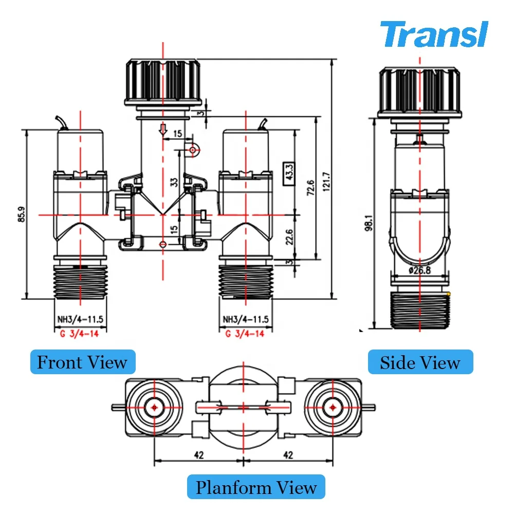 Transl Plastic Solenoid Dual channel Pulse Type Valve 3/4 Inch Latching Valve for Agriculture Irrigation System