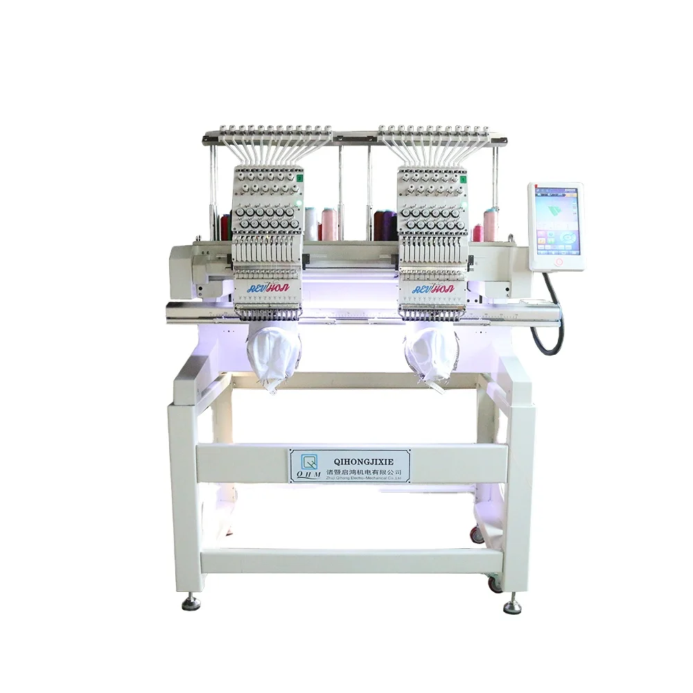QHM/REVHON Embroidery Machine 2 Heads Hot Sale cap Flat T-shirt Garments Hat Embroidering