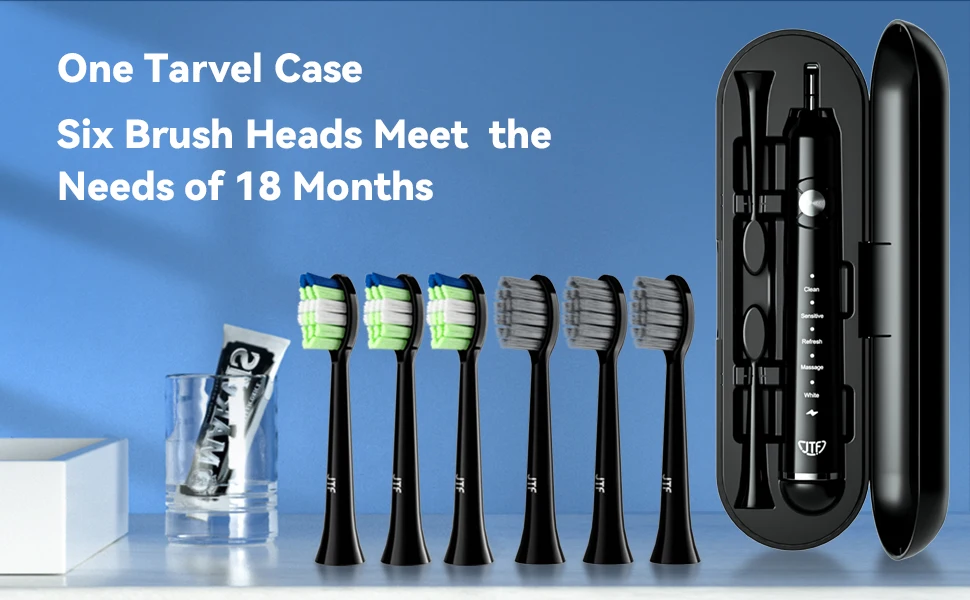 JTF powered wireless rechargeable black color electric toothbrush