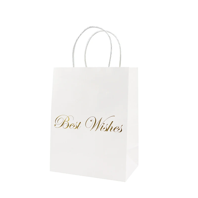 China Supplier Cheap New Gold Stamp Shopping Kraft Bags Twisted Paper Bag Handle