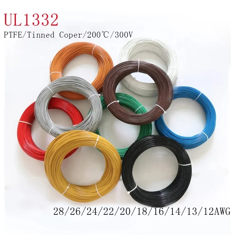 UL1332 PTFE Wire FEP Plastic Insulated High Temperature Electron Cable For 3D Printer 28/26/24/22/20/18/16/14/13/12/10AWG
