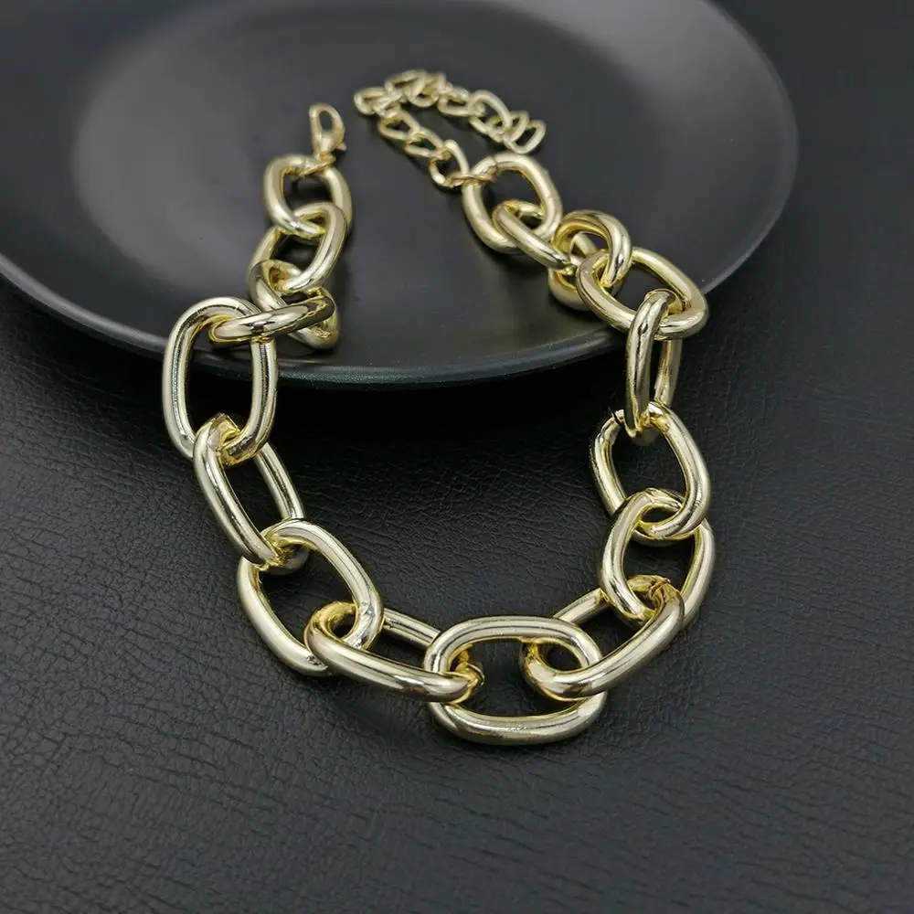HANSIDON Charm Fashion Metal Choker Gold Plated Chains Chunky Necklaces Collars Statement Jewelry For Women New
