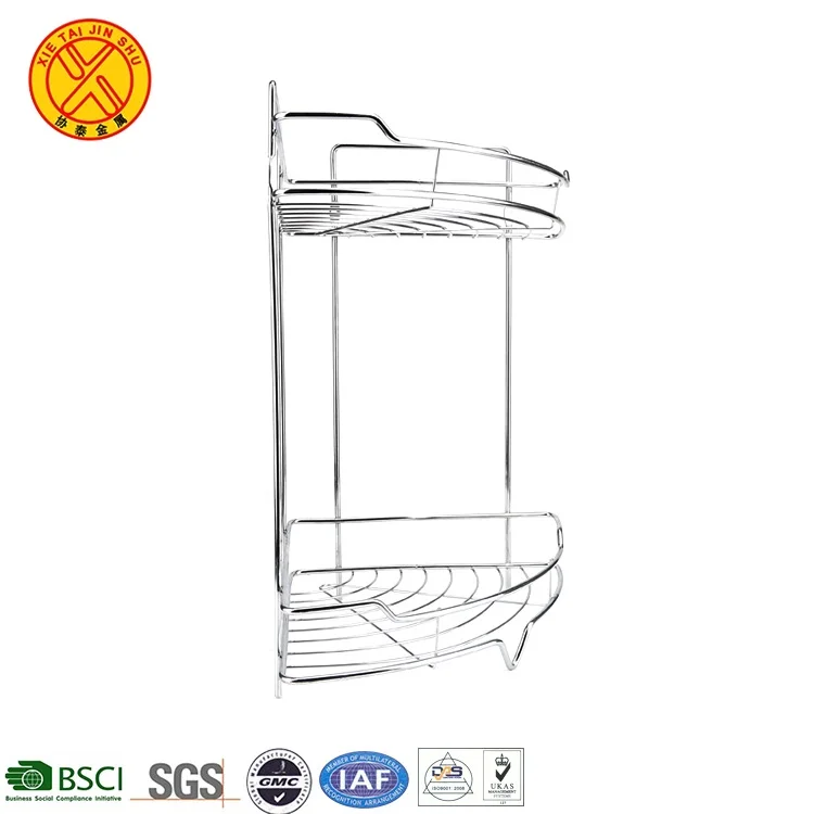 High quality customized two tier glass shelf hanging bathroom basket shelf