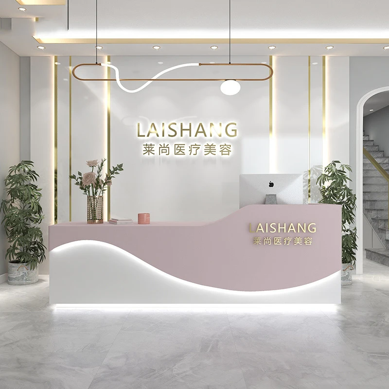Luxury Beauty salon reception desk modern artificial marble reception desk office hotel lobby front counter