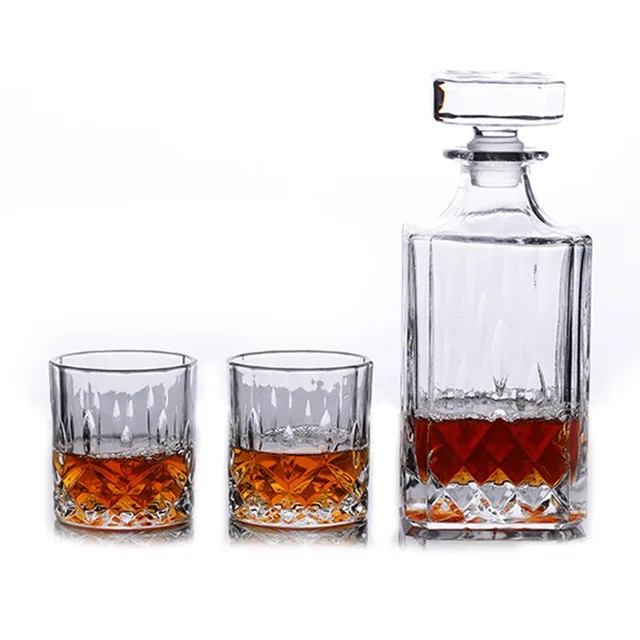 
3-Piece 7-Piece Old Fashion Crafted Glass Decanter & Whisky Glasses Set 