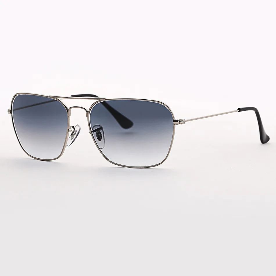 High Quality Classic Branded Metal Frame Glasses Material Gradient UV400 Lenses Vintage 3136 Square Men Sunglasses with Case