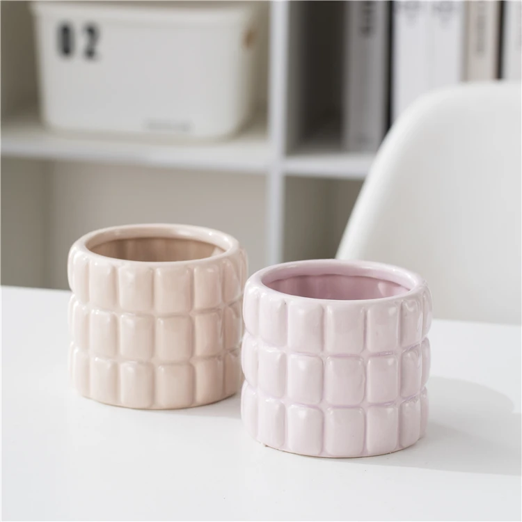 Modern handmade home garden decorative round ceramic plant flower pot molds for planters
