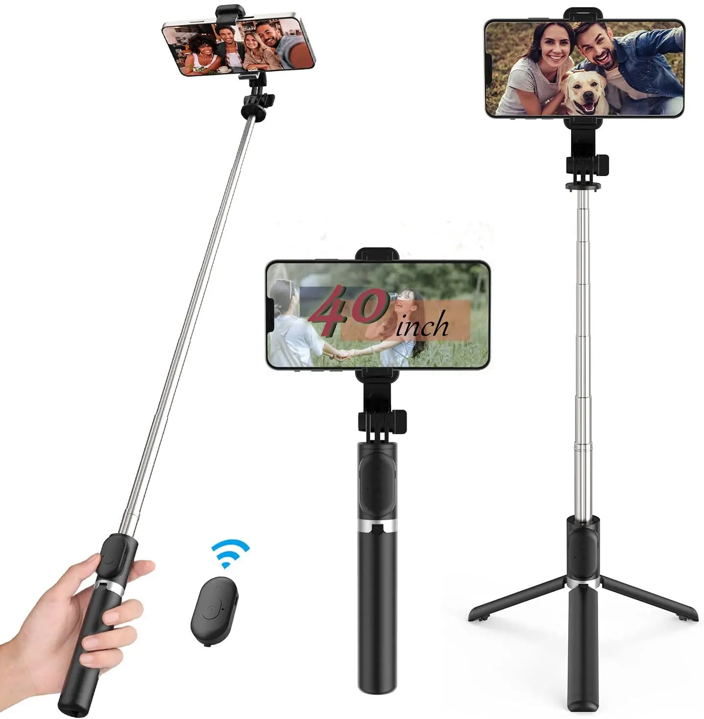
360 degree adjustment remote control camera selfie stick portable led phone selfie stick with tripod stand q02 