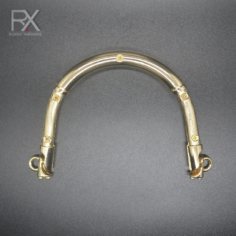 Guangzhou factory Bag Hardware Accessory Purse Frame Handle Leather Clip Strap buckle for bag Bamboo pattern bag handle