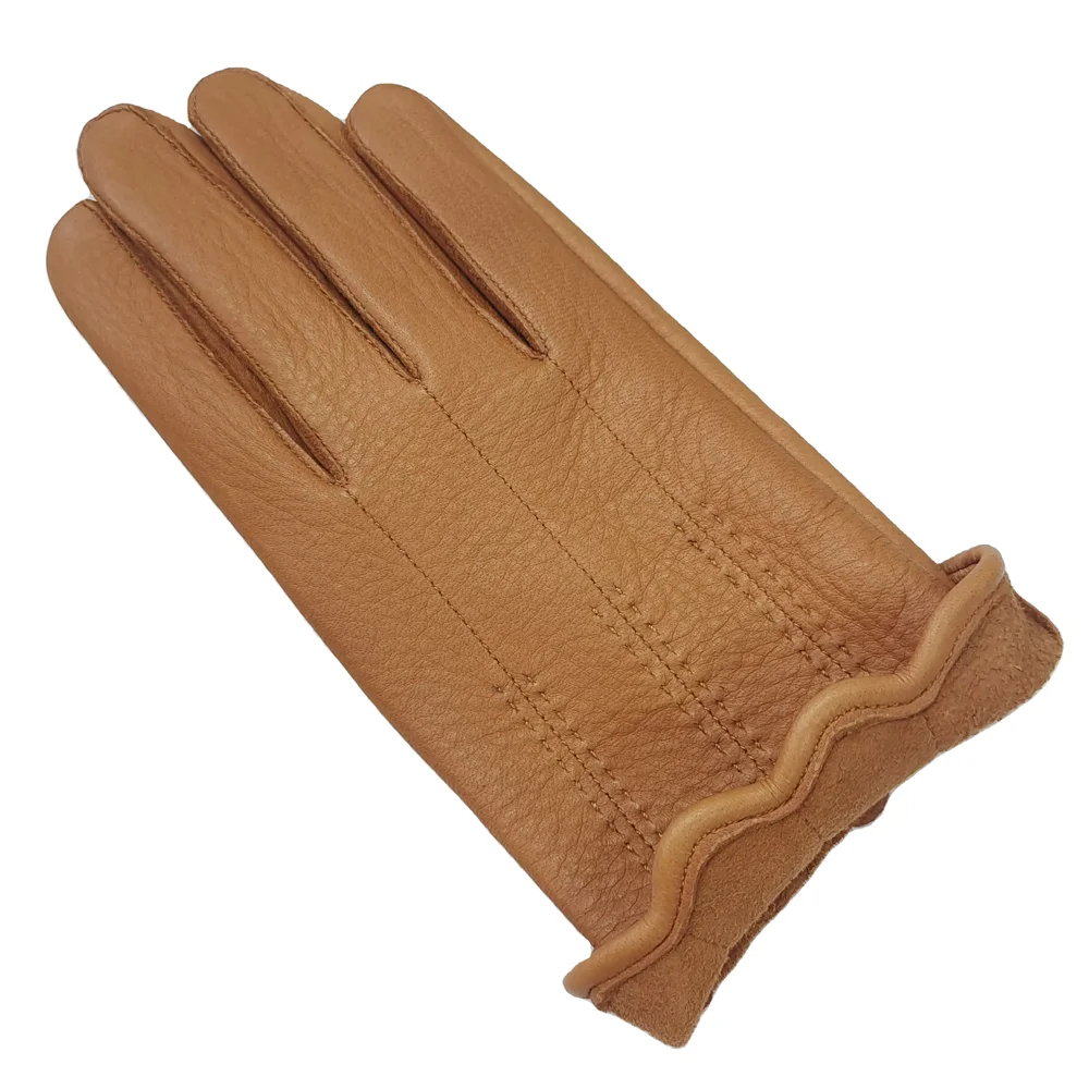 Nice New Fashion High Quality Lady Style No Lining Elastic on Palm  Full Finger Real Deerskin Original From USA  Leather Gloves