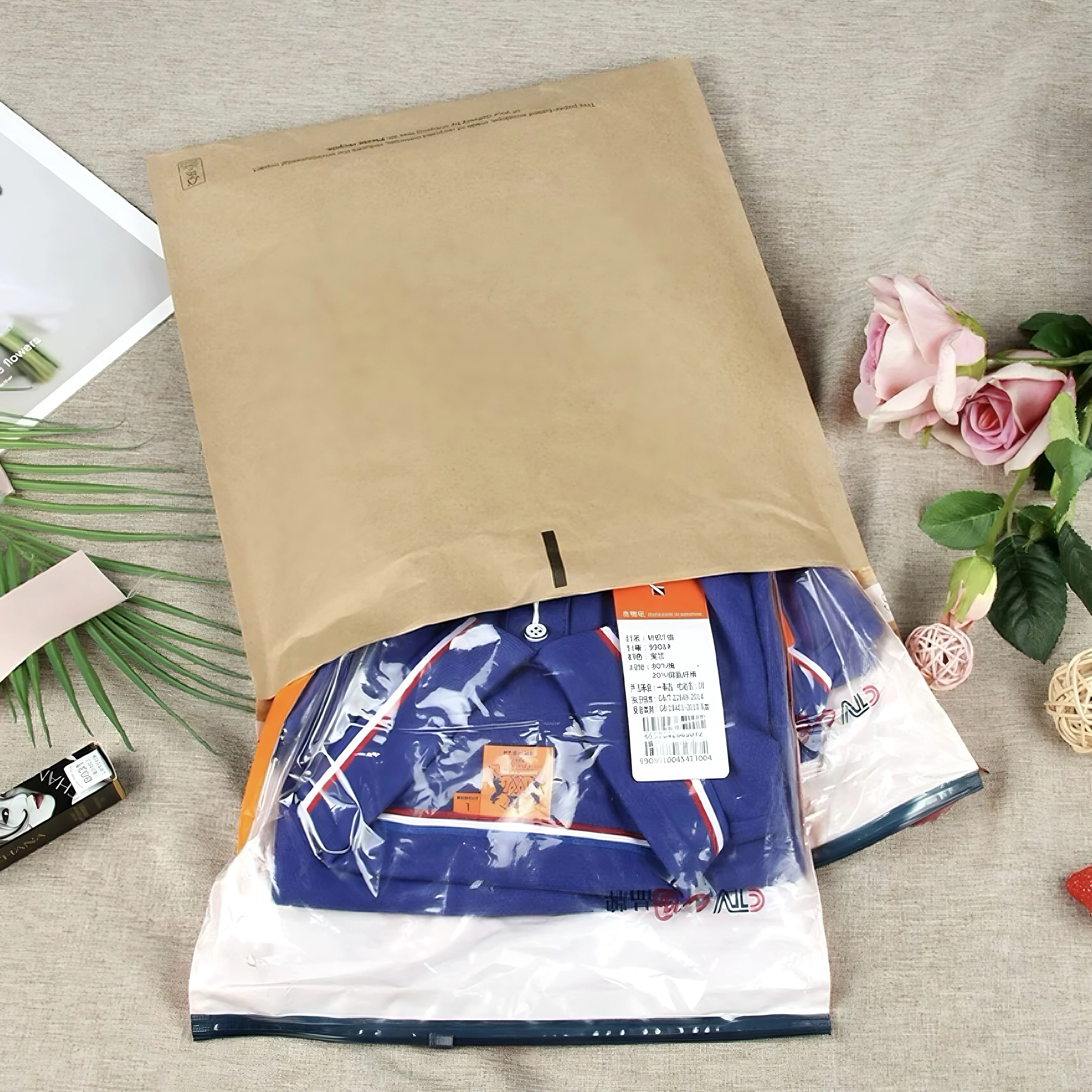 Wholesale custom high quality big hard kraft paper shipping envelope for shirts