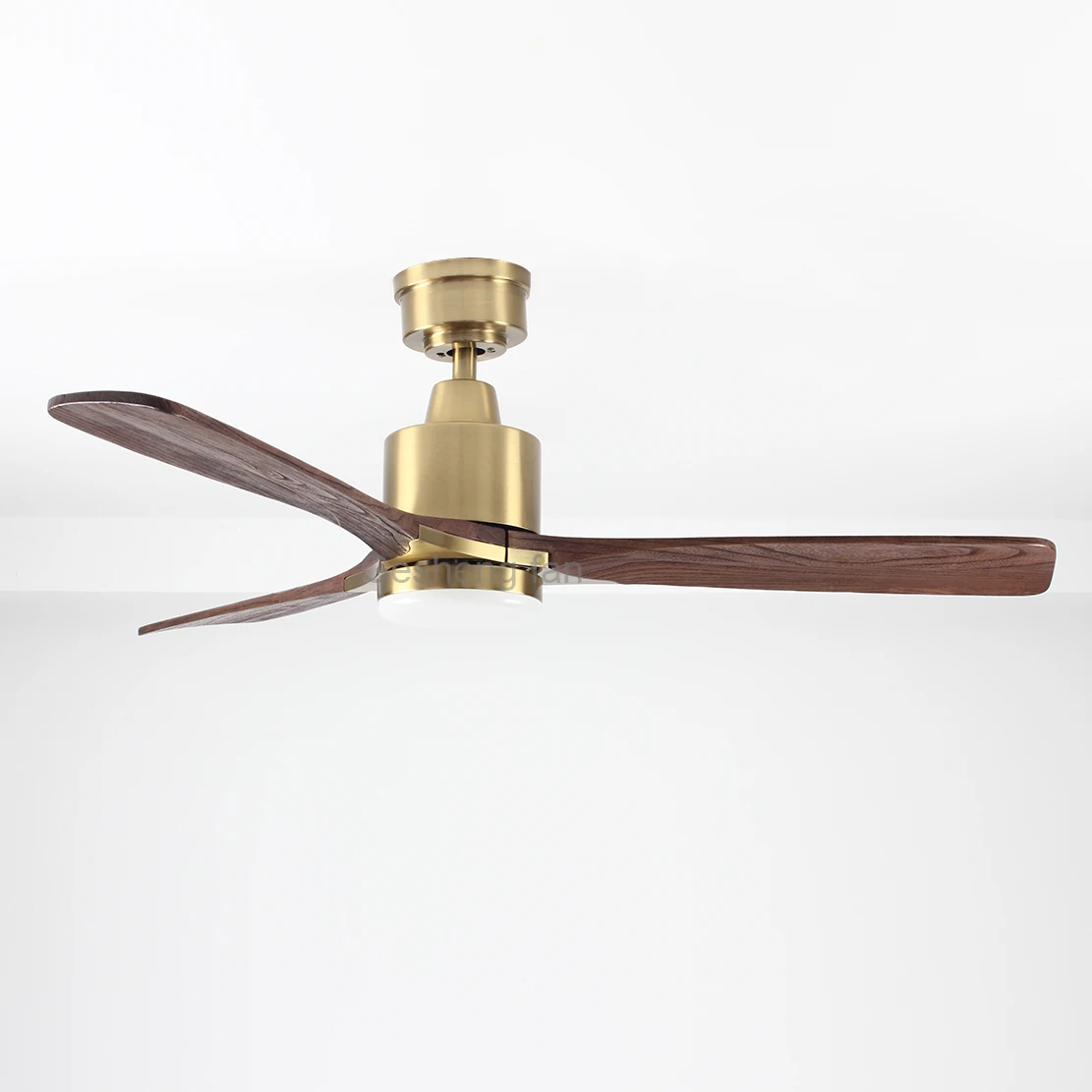Nordic decorative 220v 52 inch fan ceiling wood 3 blades dc copper fan chandelier remote control energy saving ceiling fan light