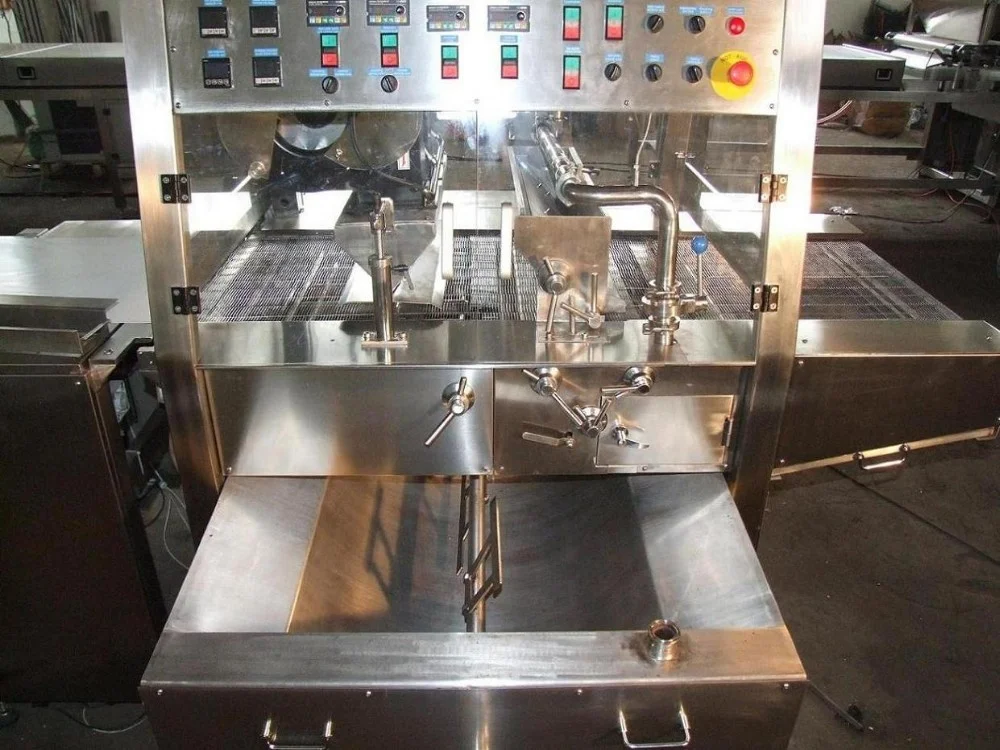 SJP1200 PLC CE Certified Chocolate Enrobing machine/chocolate coating machine/chocolate machine