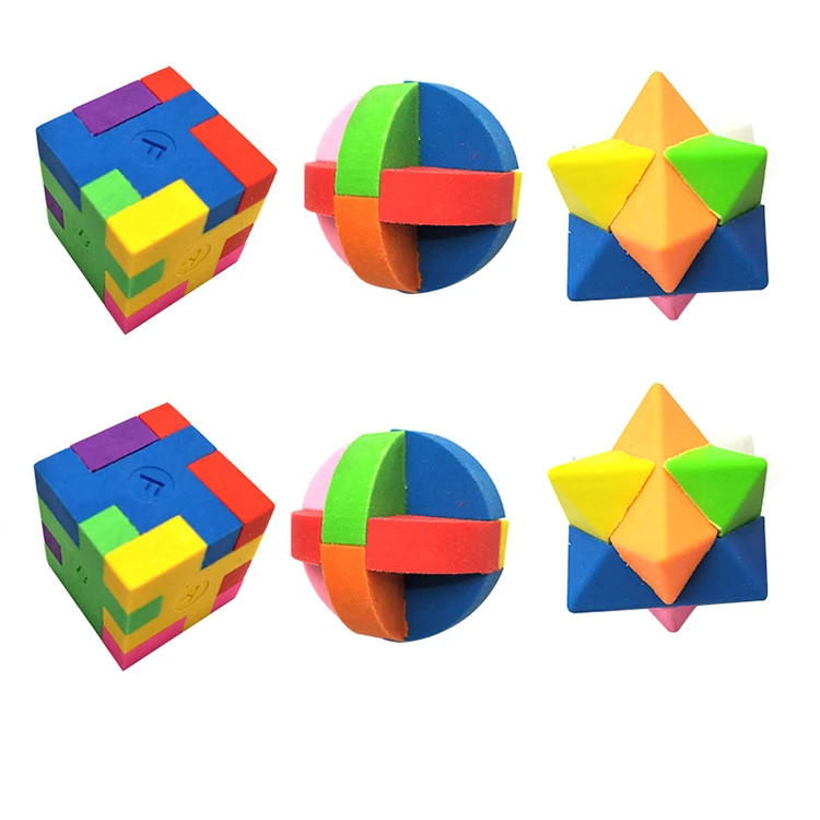promotional puzzle cube eraser, cartoon colorful children gift creative DIY puzzle eraser