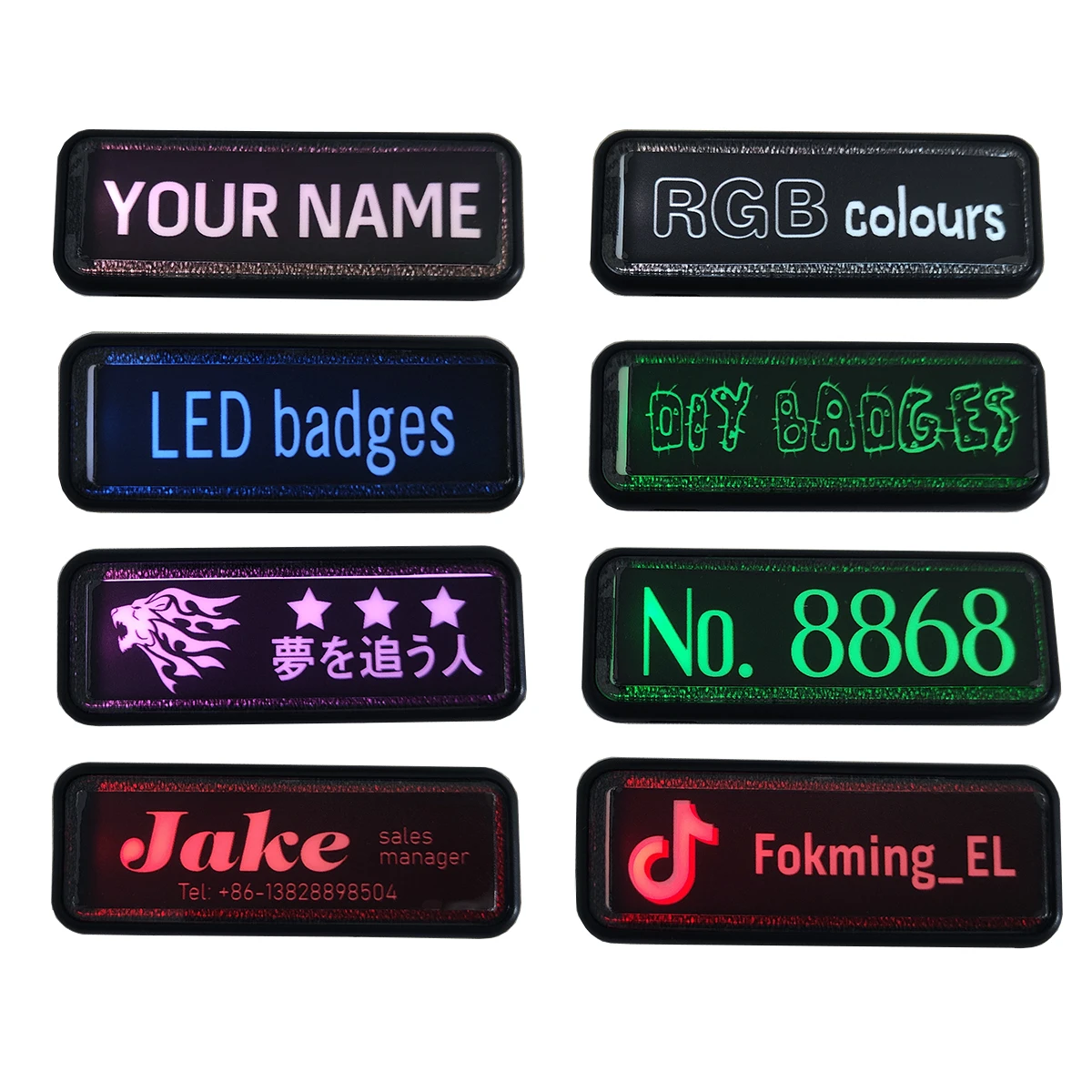LED badge blank DIY badge RGB colors magnet pin badges rechargeable battery