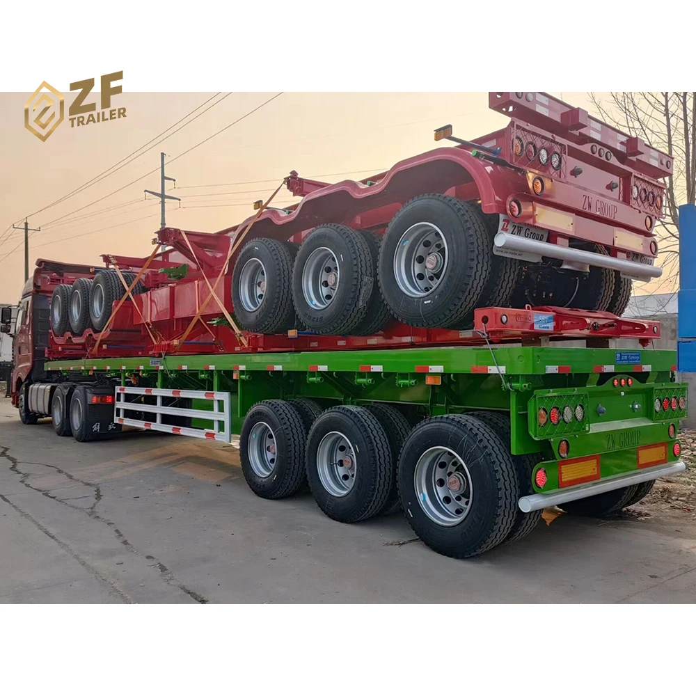 Hot Sale 40ft 60ft Pan Trailer Flatbed Truck Trailer 3 Axles flatbed trailer for sale kenya