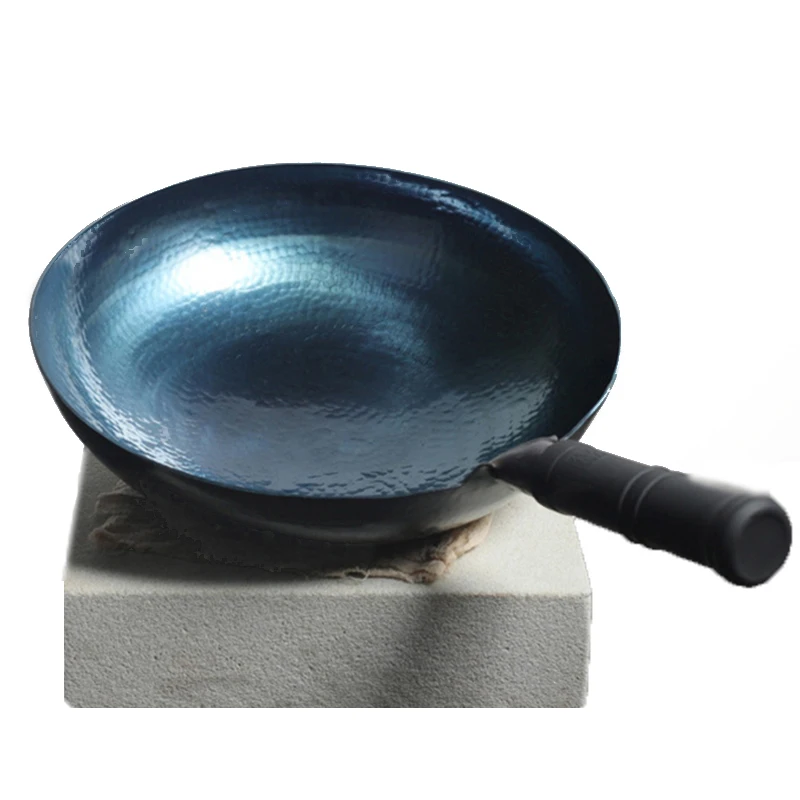 Master Star Casting Chinese Traditional Handmade Carbon Steel Forging Wok Pre Seasoned Wrought Iron Cauldron Non-stick Gas Pot