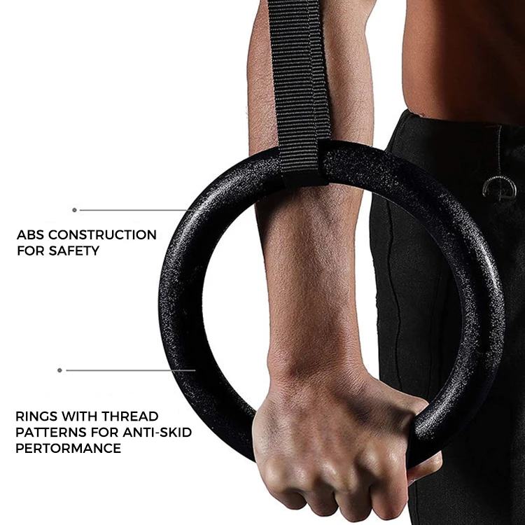 High Quality Fitness Workout Pull Ups and Dips Exercise ABS Gymnastic Rings Set with Nylon Straps