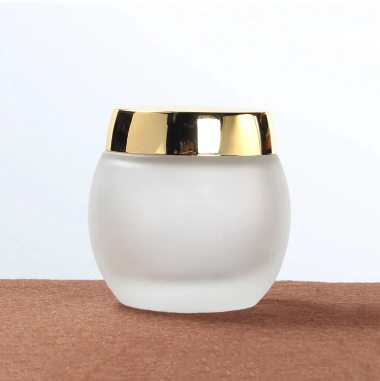 120g frosted spherical glass cosmetic cream mask jar with gold silver plastic lid