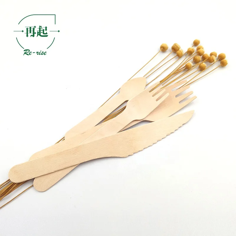 
Biodegradable Birch Wood Color Spoon and Fork 