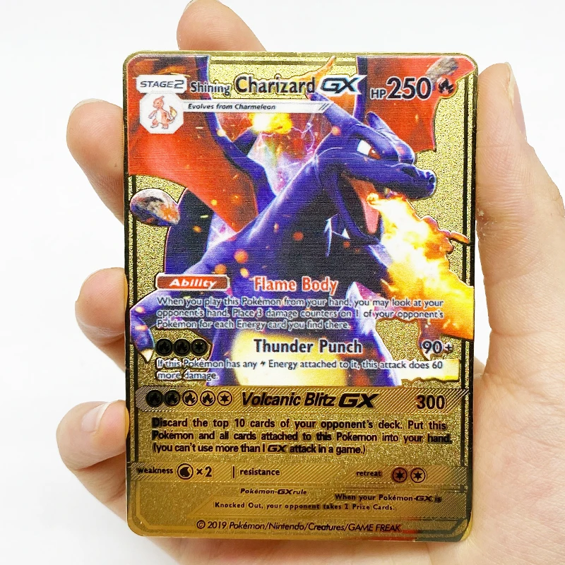  Радуга Charizard Pikachu Vmax 330 GX золотые металлические карты покемона новые для