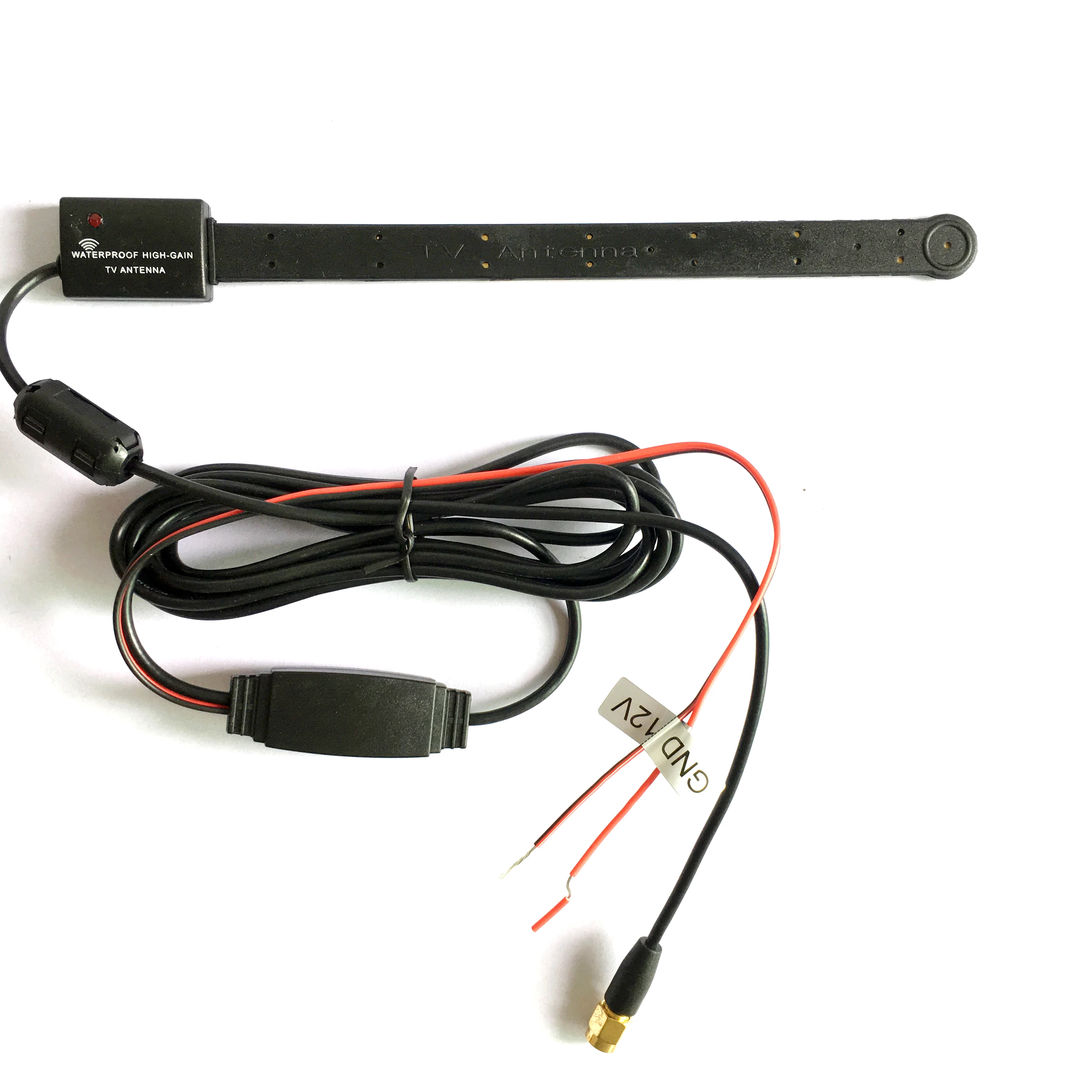 Outdoor Waterproof HDTV VHF UHF 3M stick Car TV antenna with Amplifier