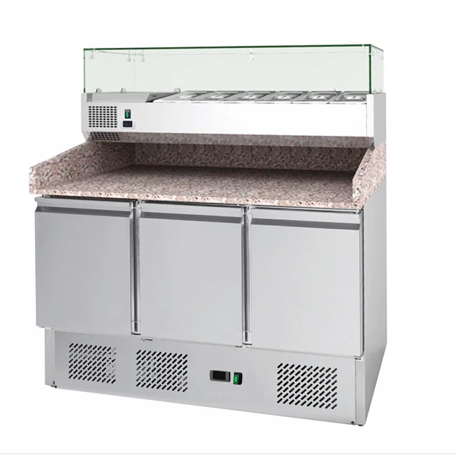 Small Counter Work Subway Sandwich Refrigerated Refrigerator Pizza Table Prep With Marble Top Buffet