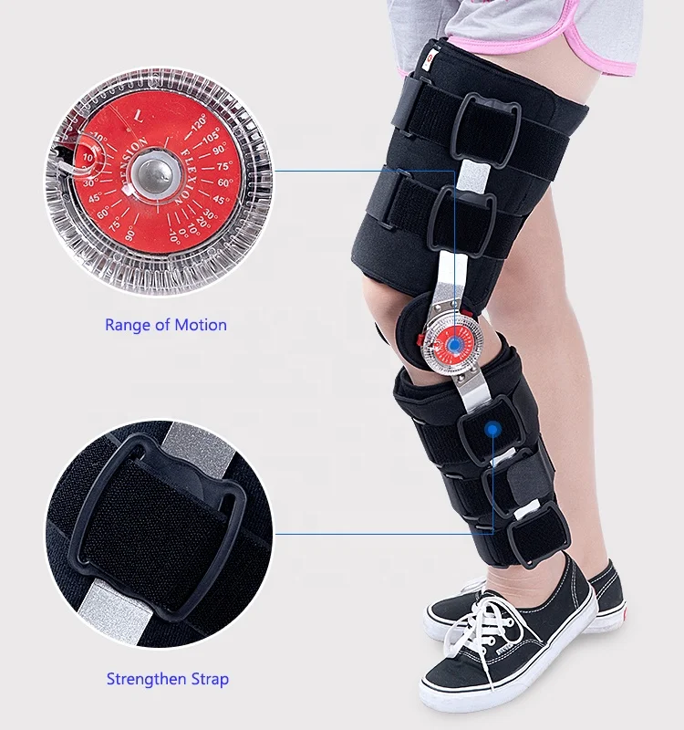 physiotherapy medical orthopedic knee supporter brace immobilizer apparatus equipment device for fracture with  hinge