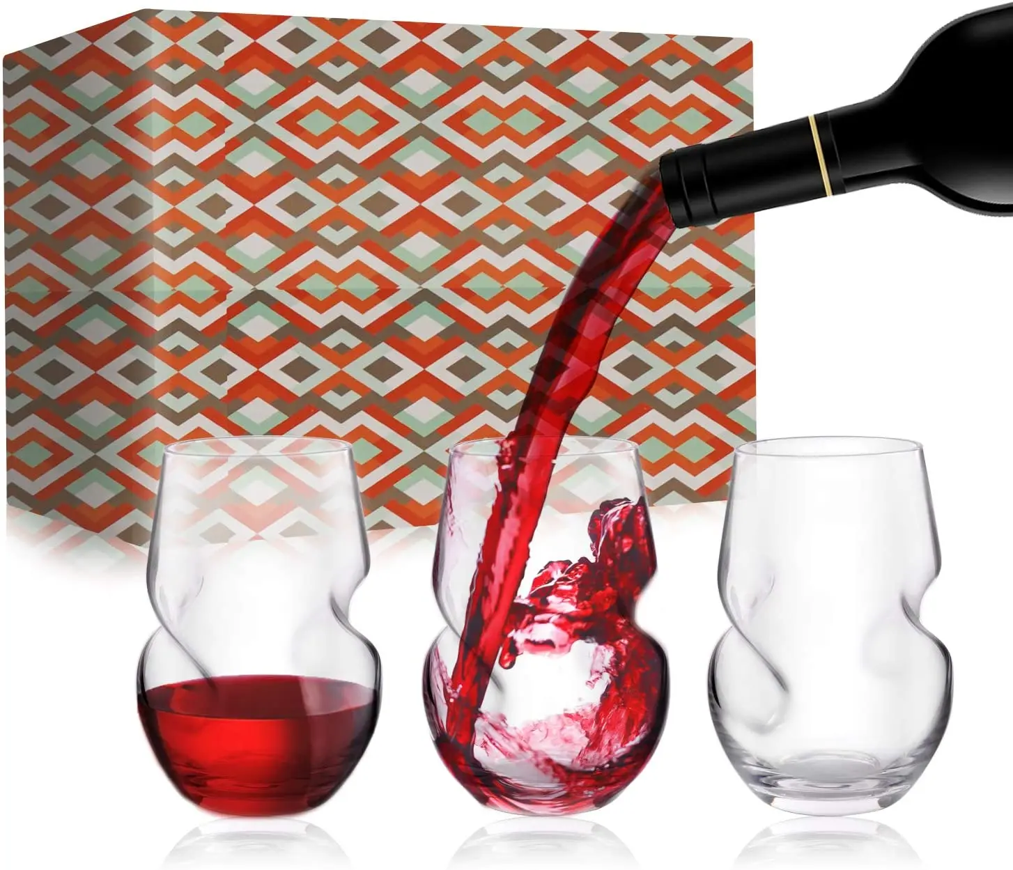 Factory Price Stemless Red Wine Glass with Finger Indentations Cute Glasses of Wine Tea Cup