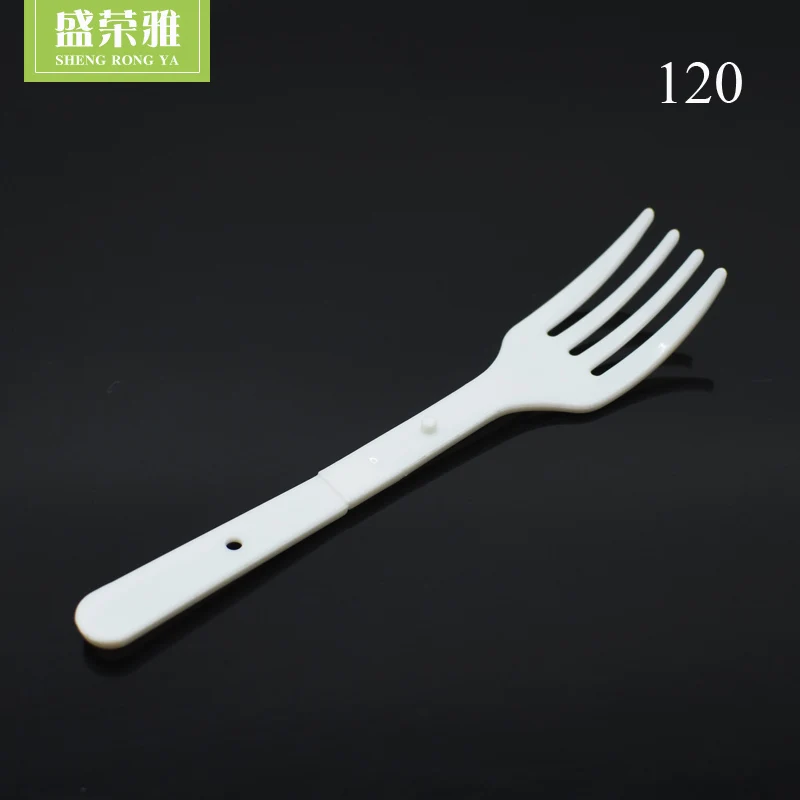 Белая пластиковая складная вилка высокого качества для торта, пирога, лапши