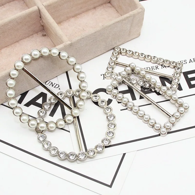 Fancy design apparel metal trims Rhinestone buckle Heart shape slide buckle for clothing for bag decoration