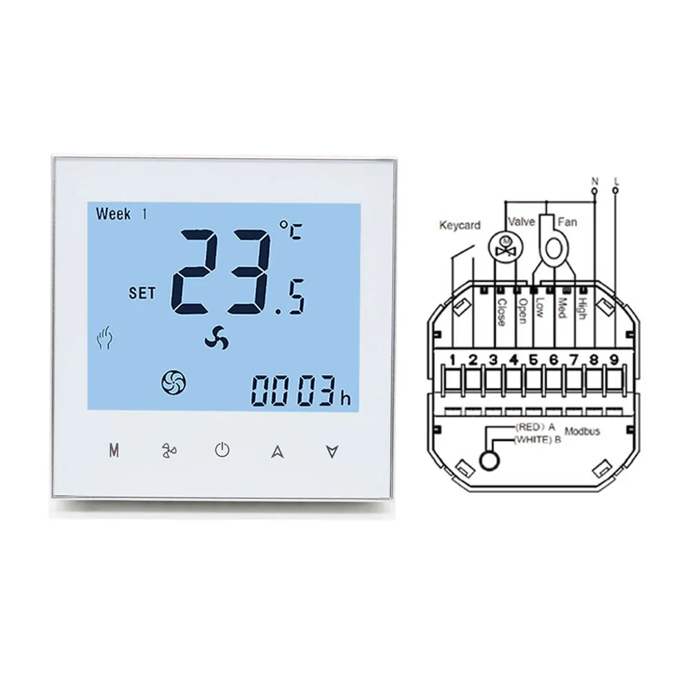 Thermostat factory OEM wifi thermostat fan coil heating and cooling thermostat for smart room warm temperature controller