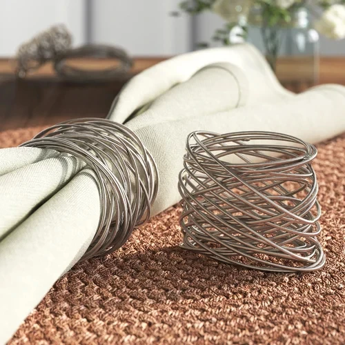 Tabletop Decor Round Mesh Metal Wire Napkin Rings Handmade Napkin Holder Ring for Dinning Table Parties