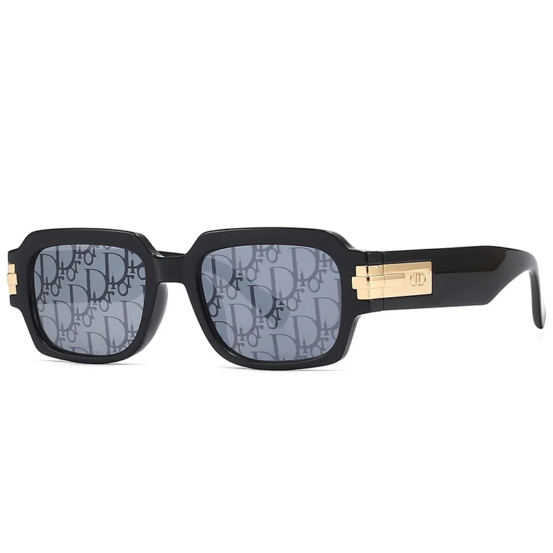 Солнцезащитные очки в стиле ретро черные прямоугольные солнцезащитные с индивидуальным логотипом для вождения акриловые линзы пластиковые мужчин и женщин