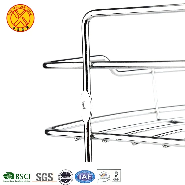 High quality customized two tier glass shelf hanging bathroom basket shelf
