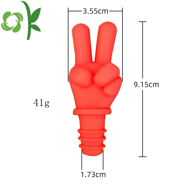 OKSILICONE Solid Color Funny 3D Finger Shape Silicone Wine Stoppers to Keep Beer Fresh