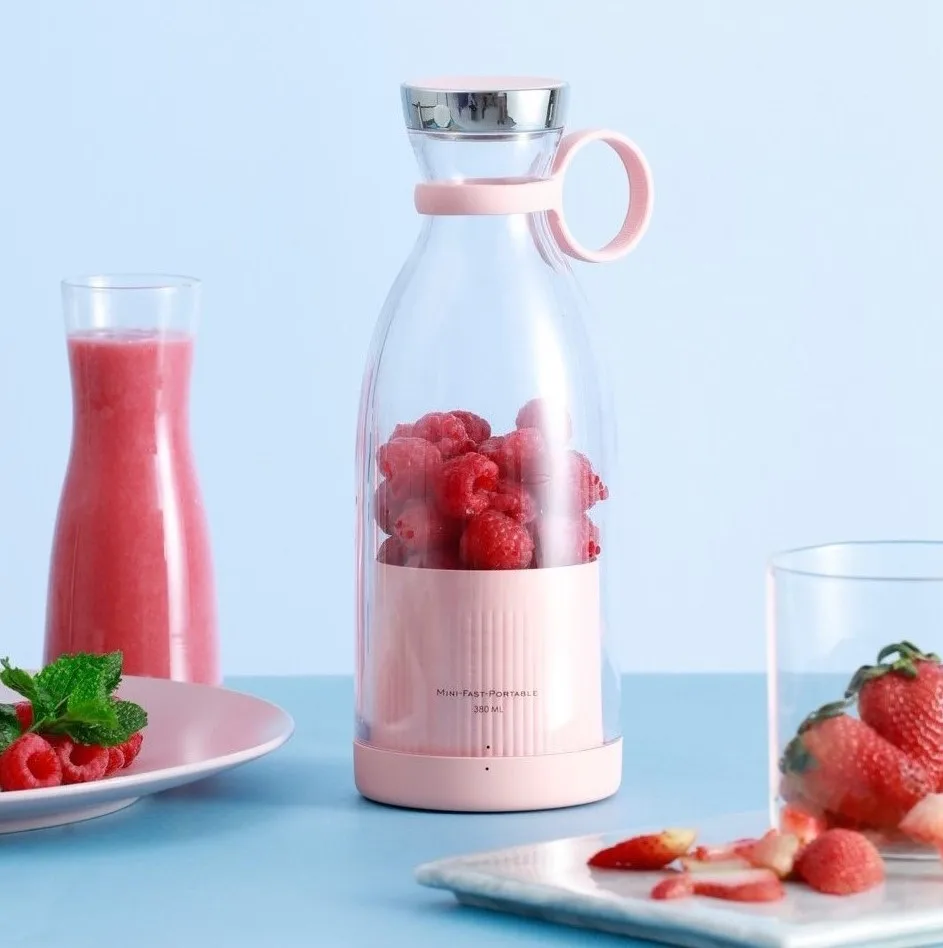 2022 Food Grade Juicer Multifunction 380ML Pressing Mini Fruit Juicer Mixer Cup Portable USB Fruit Blender
