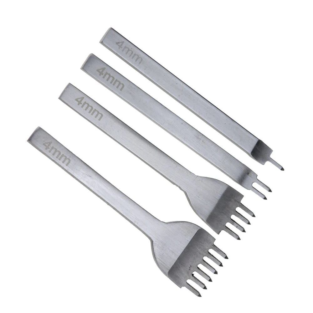4mm 1/2/4/6 Prong Lacing Stitching Punch Craft Kits Chisel Set Leather Craft Tool Hole Punches