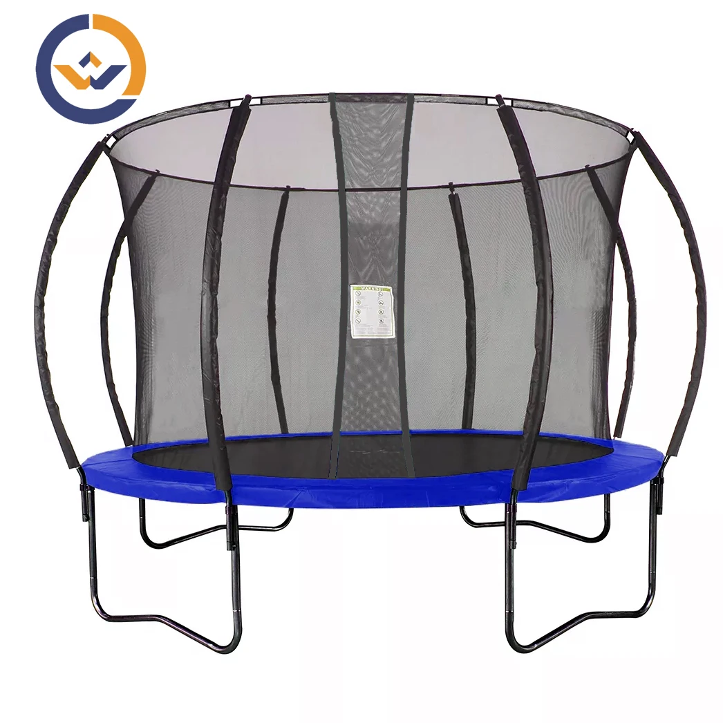 10FT  Round Outdoor Trampoline for Kids and Adult with Curved safety enclosure net  pole