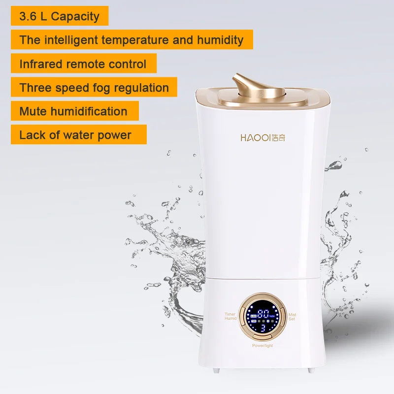 3.6L Smart Greenhouse Humidifier Cool Mist Maker Old Mature Down Filling Electronic Air Humidifier
