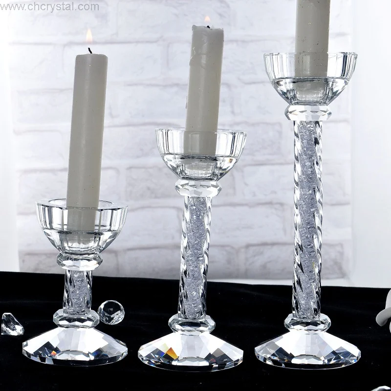 Wholesale Christmas Gift Crystal Holders for Home Decor Crystal Candlestick Holders Wedding Invitation